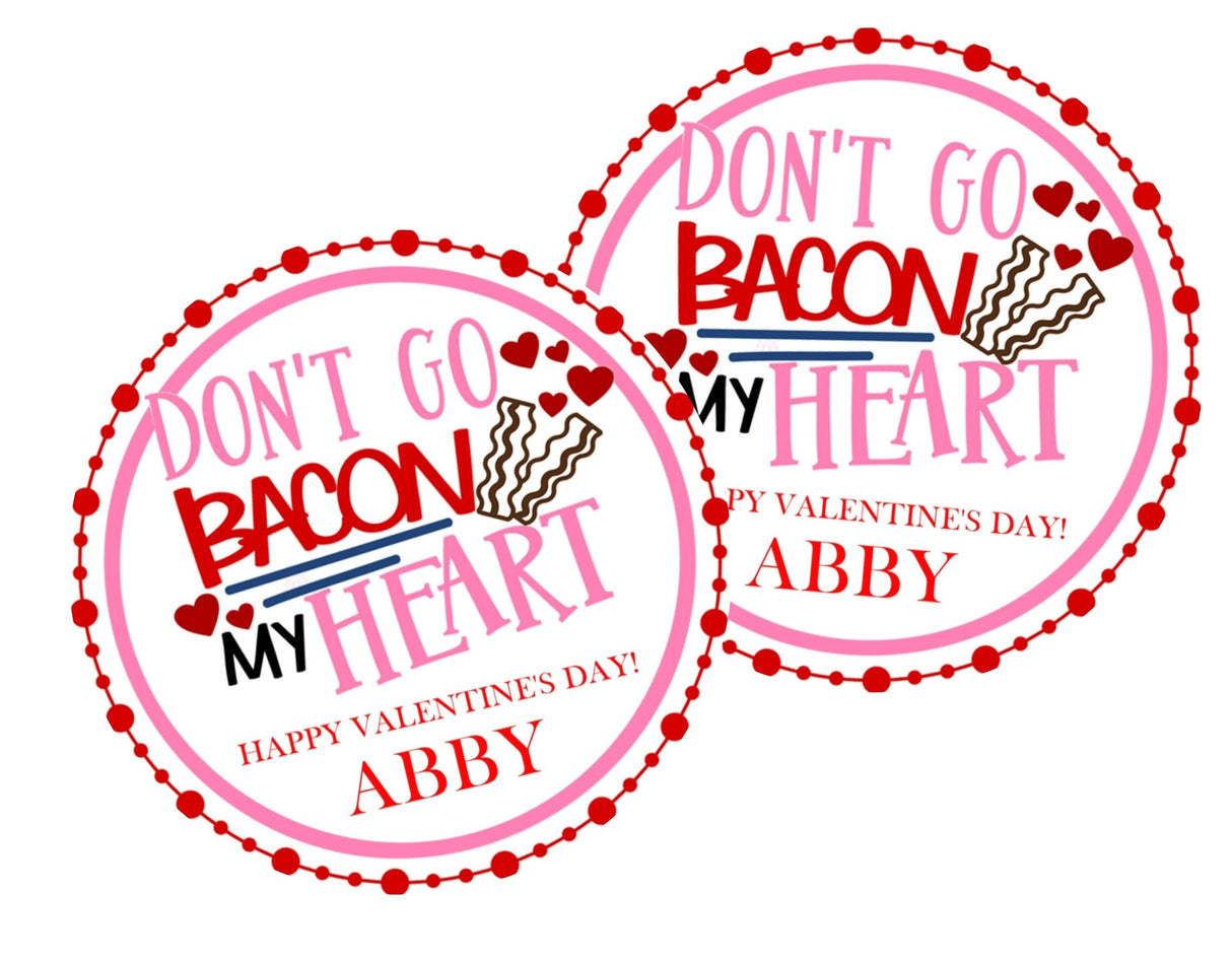 Cute bacon Valentine treat tag