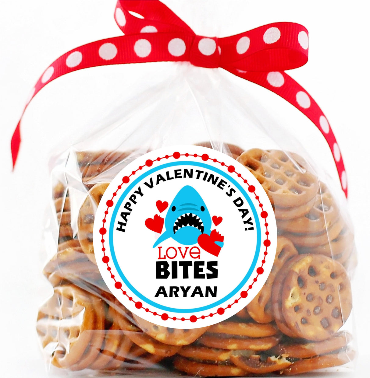 Cute blue Valentine shark favor sticker