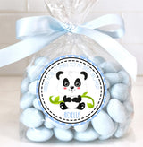 Cute blue panda sticker for boy baby shower favors
