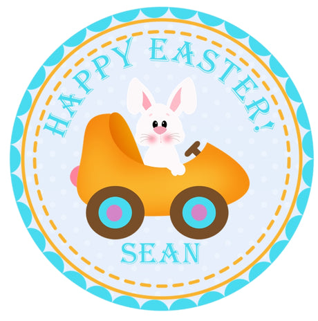 Cute bunny driving carrot car easter sticker