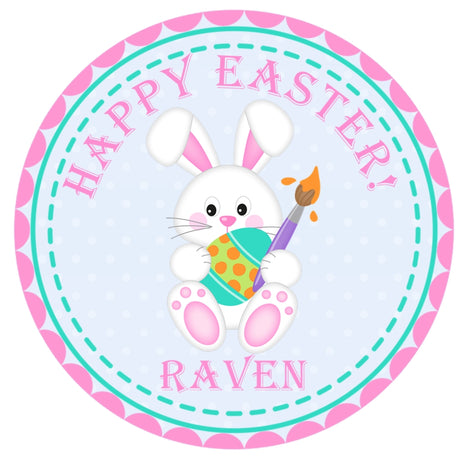 Cute bunny painting easter egg personalized sticker