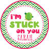 Cute cactus birthday sticker with fun saying and smiling cactus design
