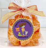 Cute cartoon zombie Halloween sticker for treat bags and favors