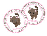 Cute cat party favor label for girls