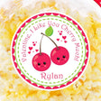Cute cherry Valentine sticker with smiling cherries