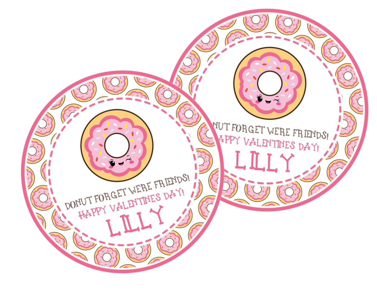 Cute donut Valentine label personalized with name