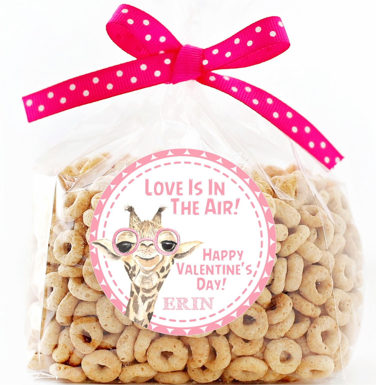 Cute giraffe Valentine favor sticker