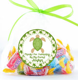 Cute green turtle under the sea birthday sticker