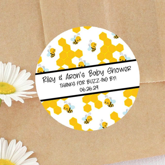 Cute honey bee baby shower sticker