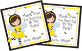 Cute honey bee party favor sticker for girls with buzzing theme