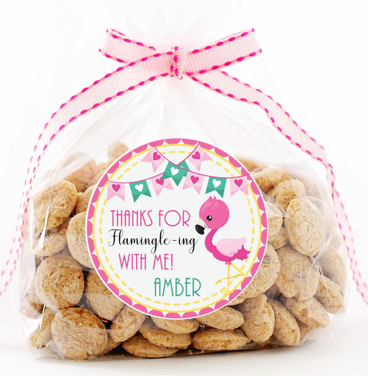 Cute illustrated flamingo treat sticker design