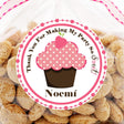 Cute pink cupcake party favor label