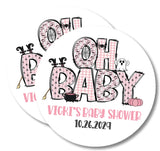 Cute pink gingham Oh Baby favor label