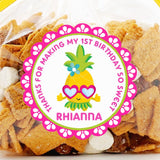 Cute pink scalloped pineapple birthday sticker