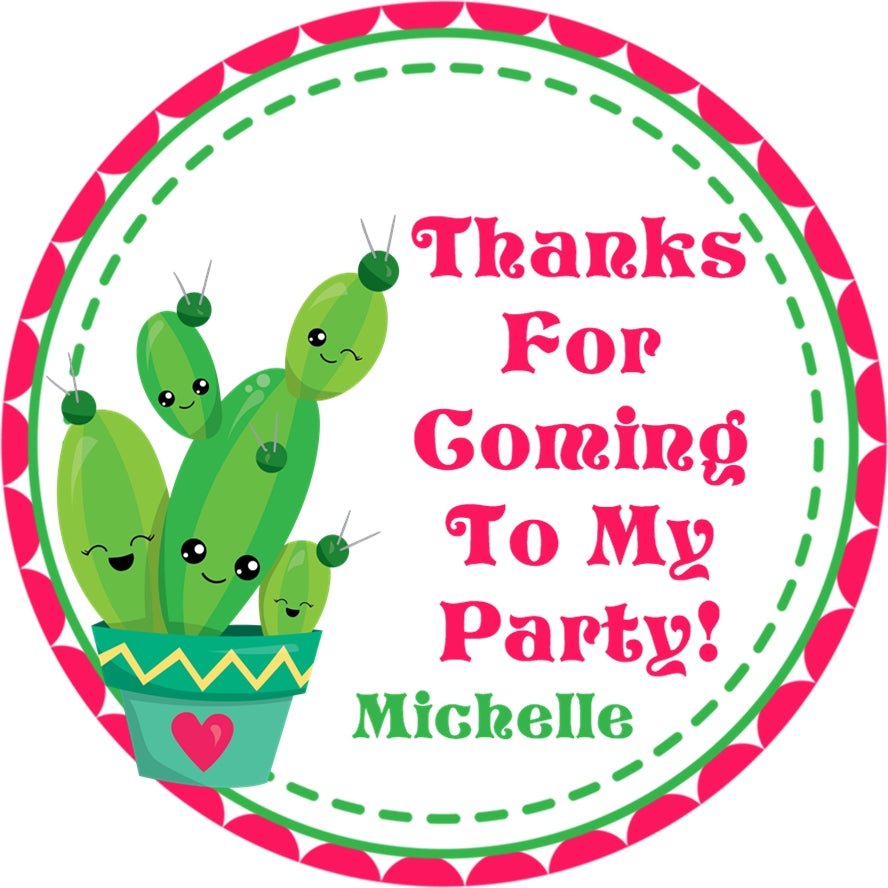 Cute succulent birthday sticker with cactus characters and bright colors
