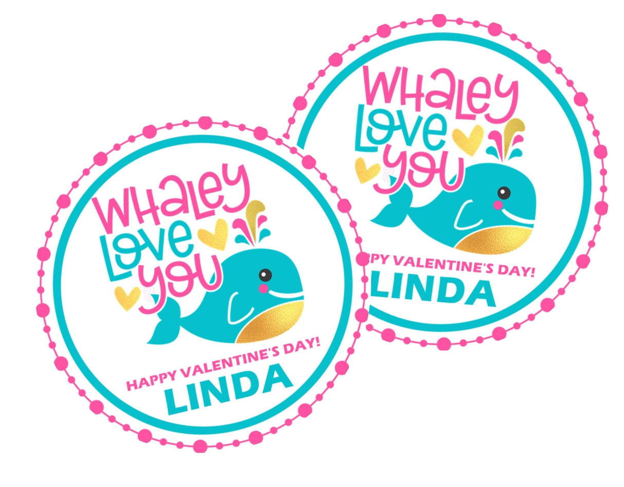 Cute whale Valentine label
