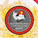 Dalmatian firefighter baby shower sticker