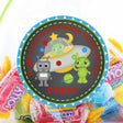 Dark background space alien and robot sticker