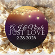 Dark bistro lights wedding sticker with glowing string lights