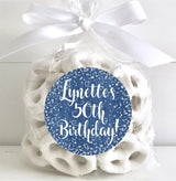 Denim birthday party stickers