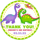 Dinosaur Birthday Stickers – Cute Dino Party Favor Labels Kids Jurassic Theme