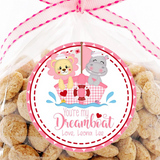 Dreamboat Valentine sticker with lion and hippo