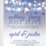 Dusty blue wedding invitation with string lights and elegant wedding wording
