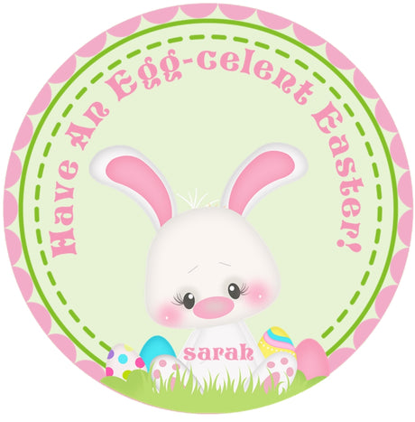 Easter Bunny Stickers – Personalized Happy Easter Favor Labels – Bunny & Easter Egg Party Stickers