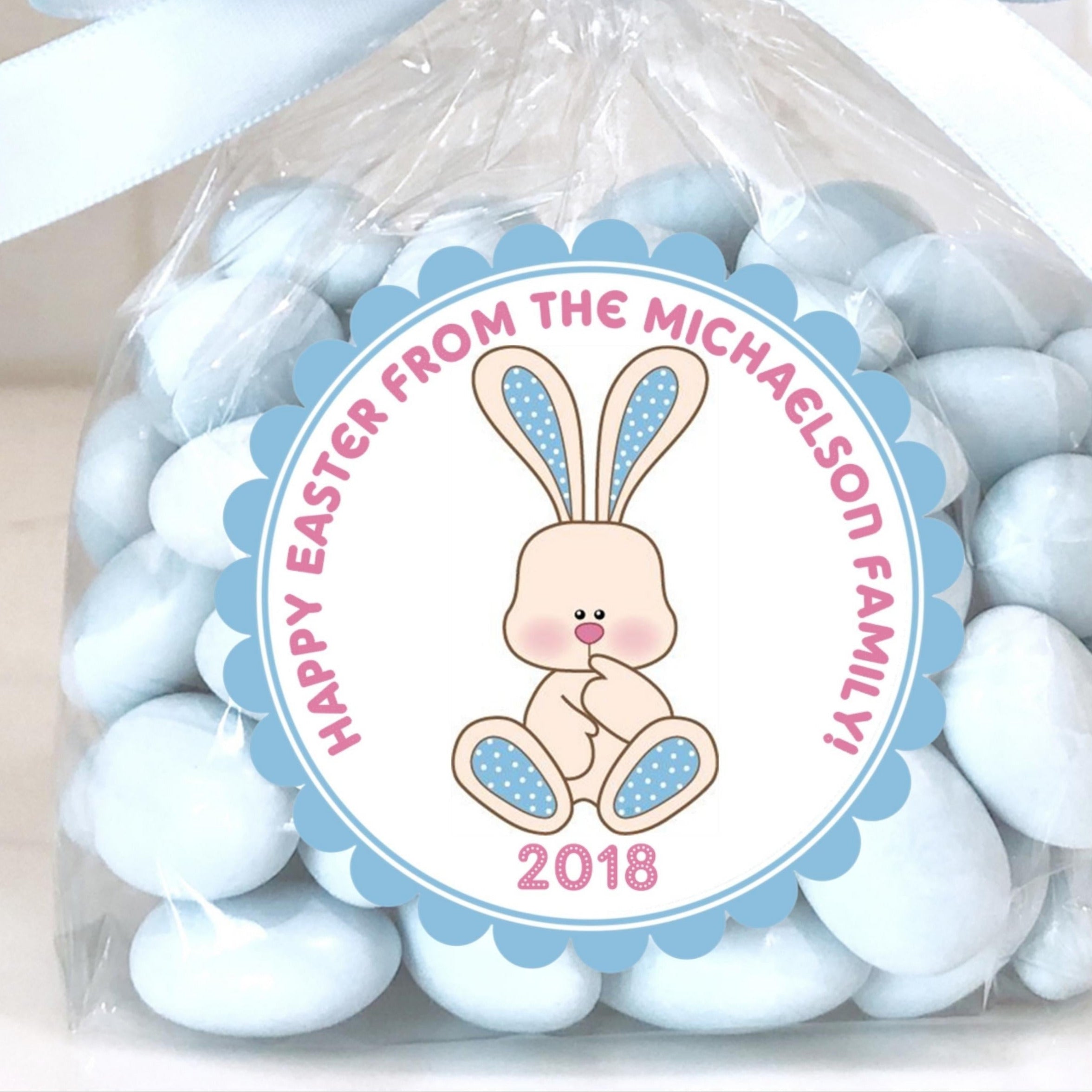 Pink And Blue Easter Bunny Stickers