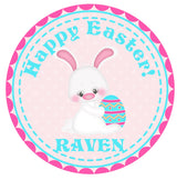 Easter Bunny Stickers – Personalized Happy Easter Favor Labels – Bunny & Easter Egg Party Stickers