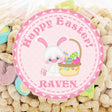 Easter bunny sticker with basket of eggs