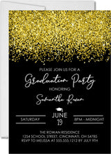 Elegant gold confetti graduation invitation personalized for graduation party