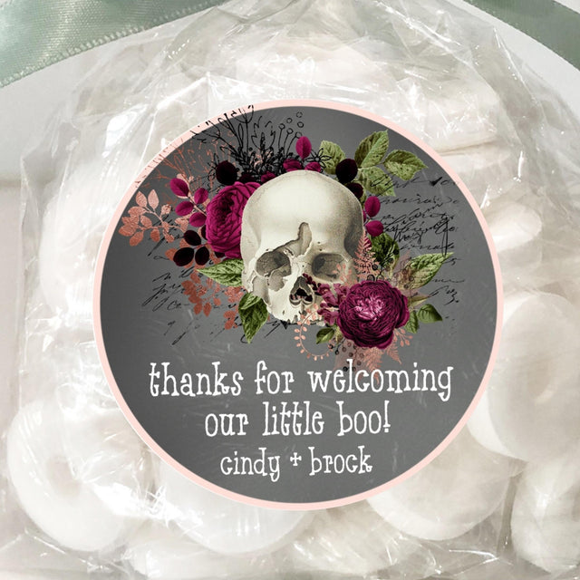 Elegant gothic baby shower sticker