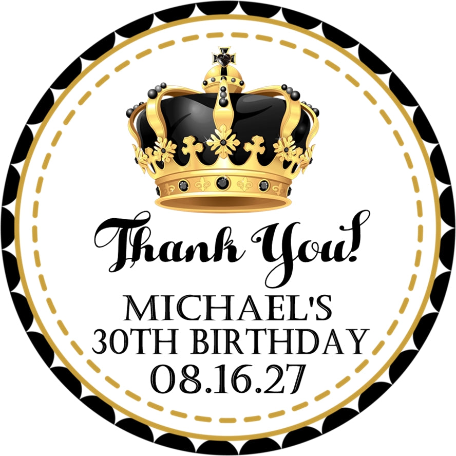 Elegant royal crown sticker with name and date