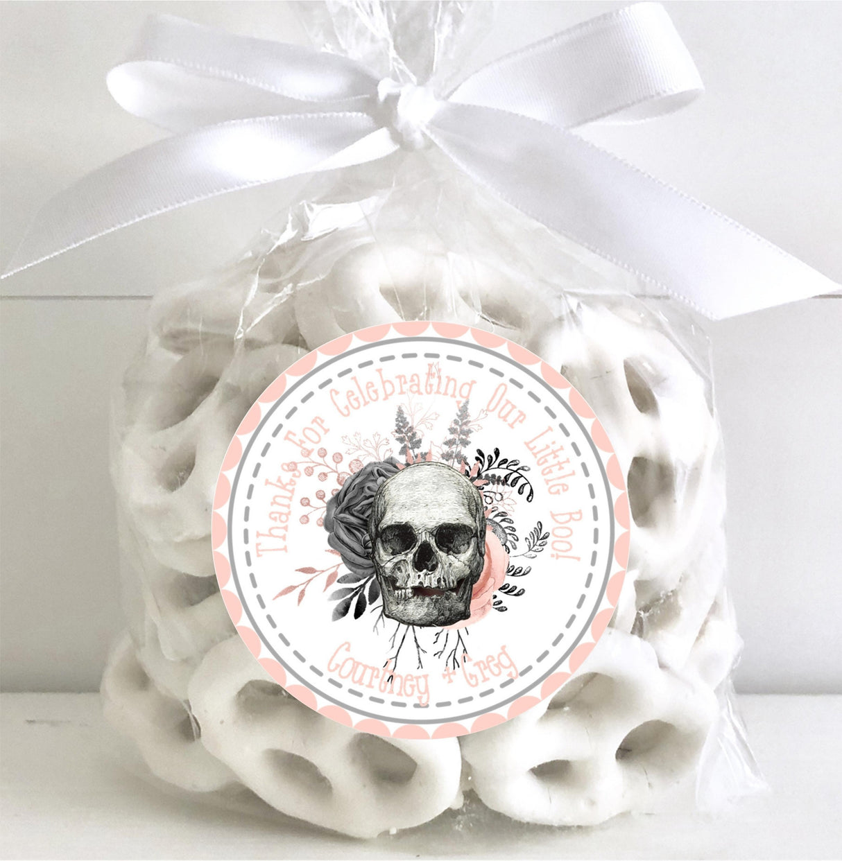 Elegant spooky girl baby shower sticker