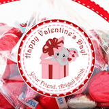 Elephant in pink gift box Valentine sticker