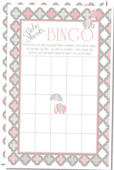 Elephant themed baby shower bingo game