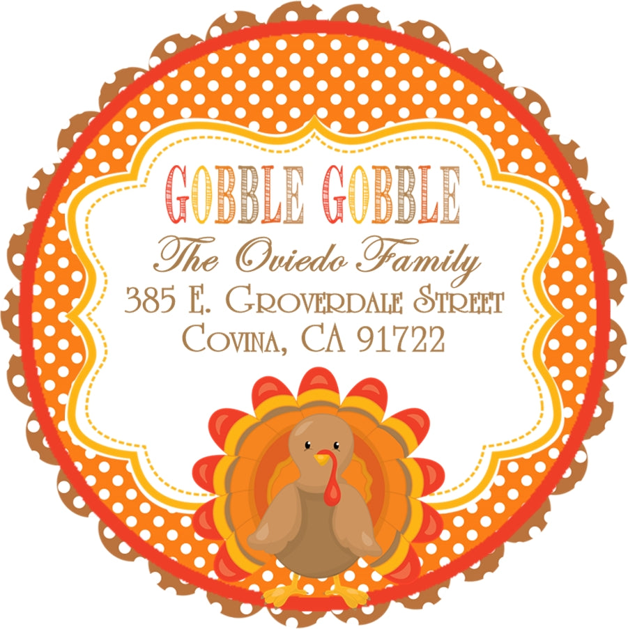 Fall return address label with turkey design