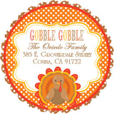Fall return address label with turkey design