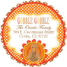 Fall return address label with turkey design