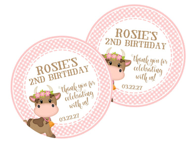 Farm Cow Birthday Party Stickers Or Favor Tags