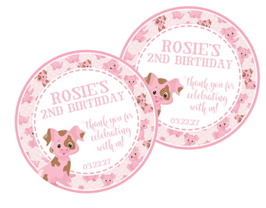 Farm Pig Birthday Party Stickers Or Favor Tags
