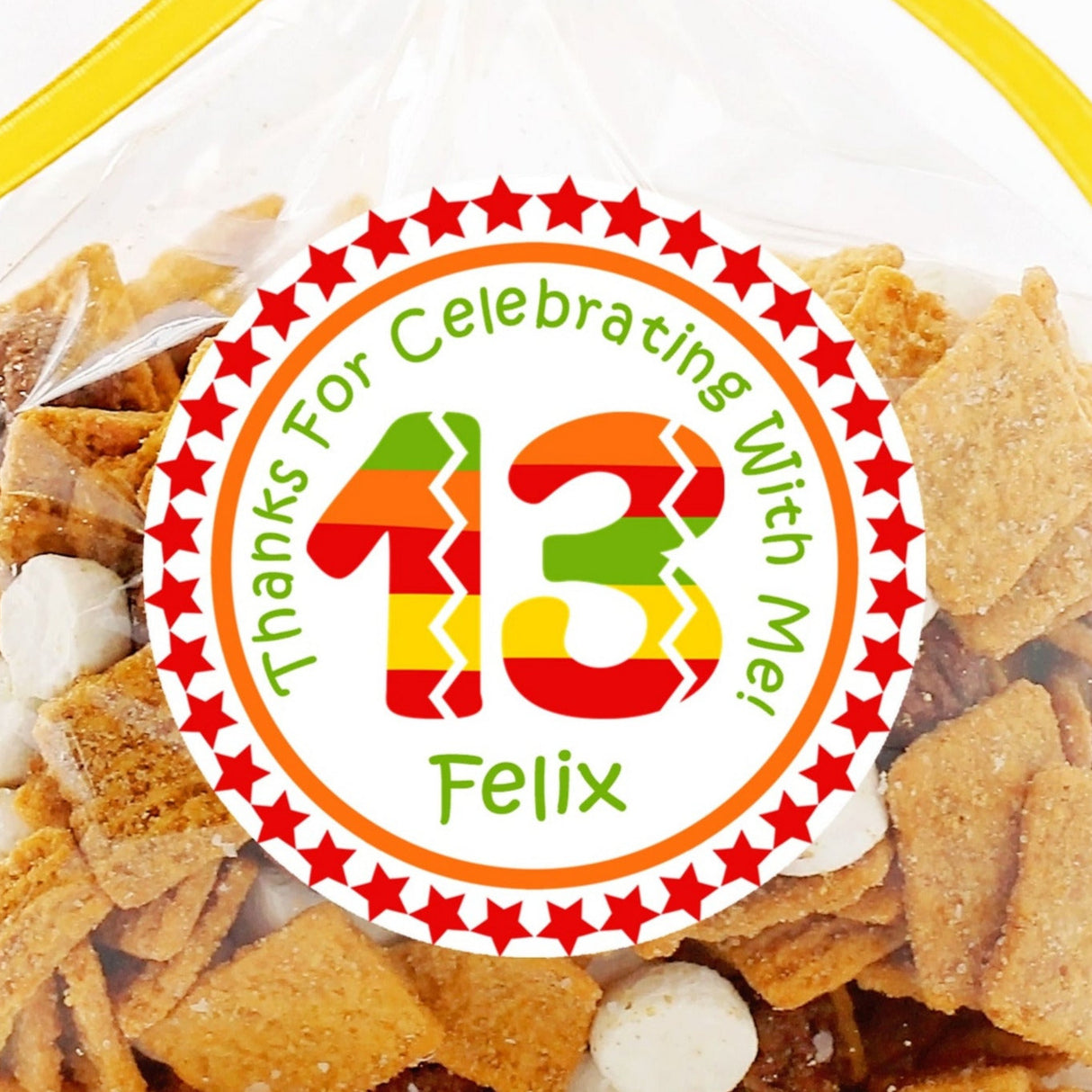 Fiesta birthday sticker with colorful striped number