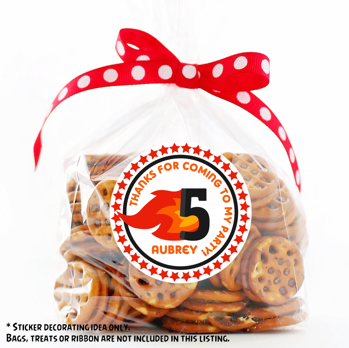 Fire truck birthday favor sticker design