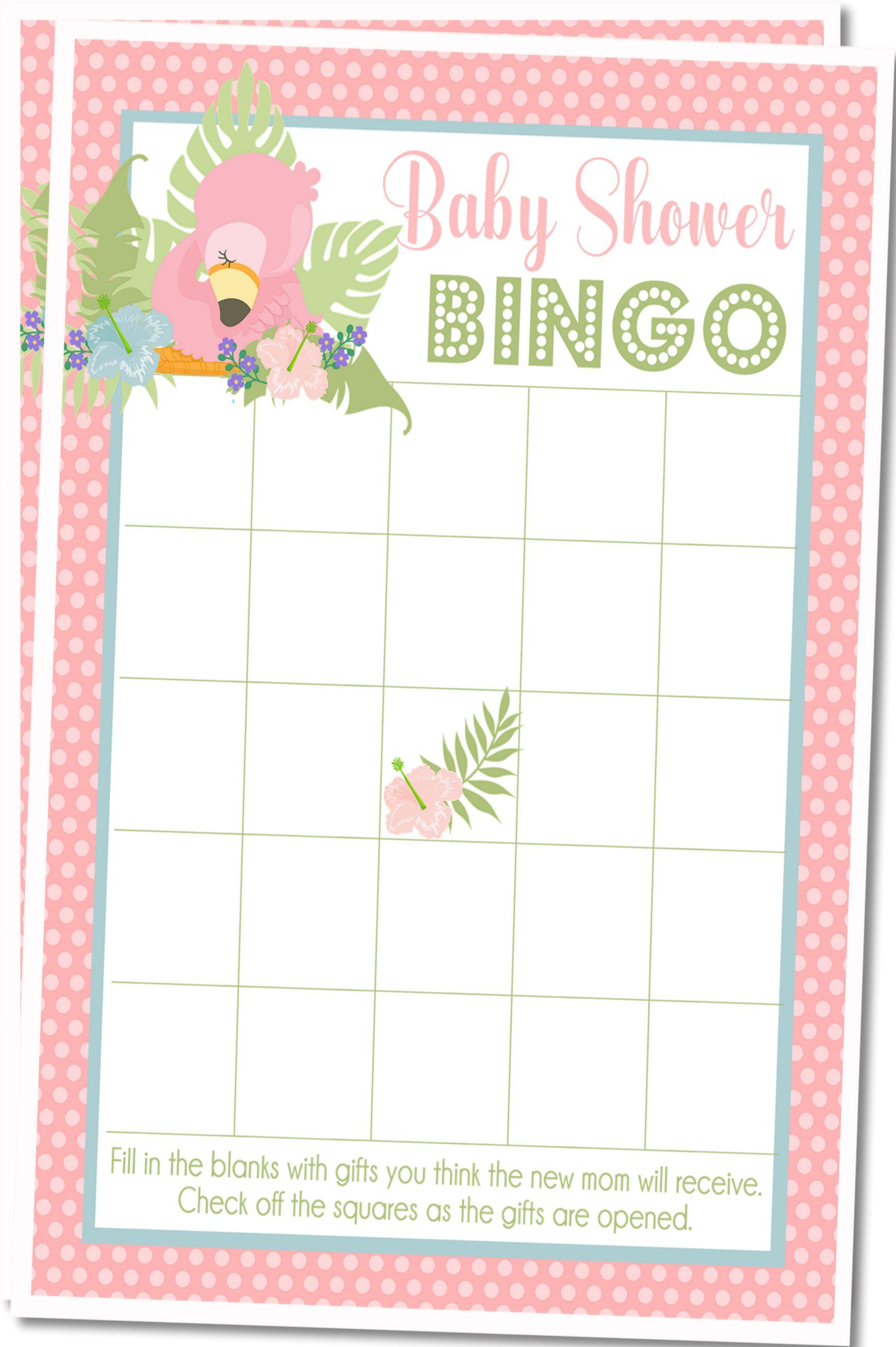 Flamingo Baby Shower Bingo Cards