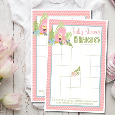 Flamingo Baby Shower Bingo Cards