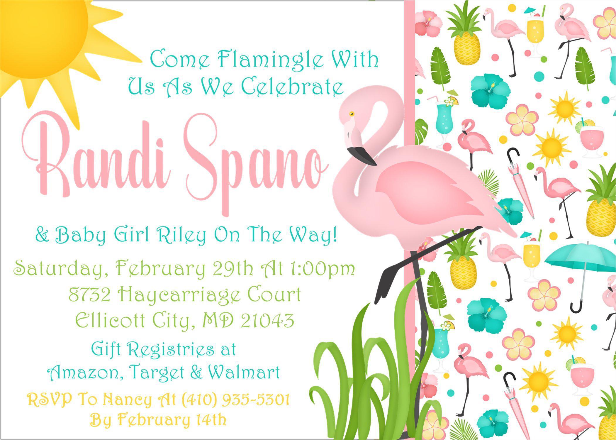 Flamingo Baby Shower Invitations