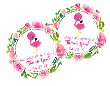 Flamingo Birthday Party Stickers