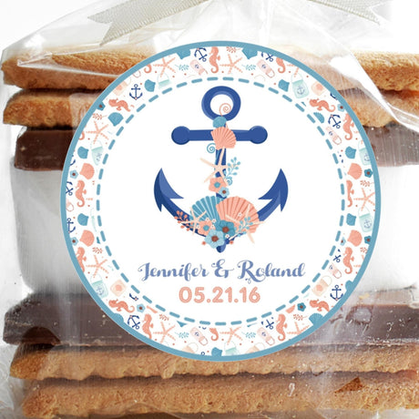 Floral anchor wedding sticker