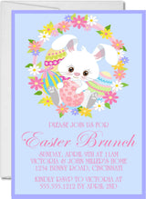 Floral bunny Easter brunch invitation with pastel wreath
